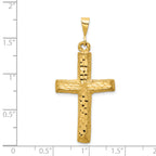 14K Gold Diamond-Cut Cross Pendant with Polished Finish