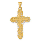 14K Gold Crucifix Charm Pendant Solid Casted Yellow Design