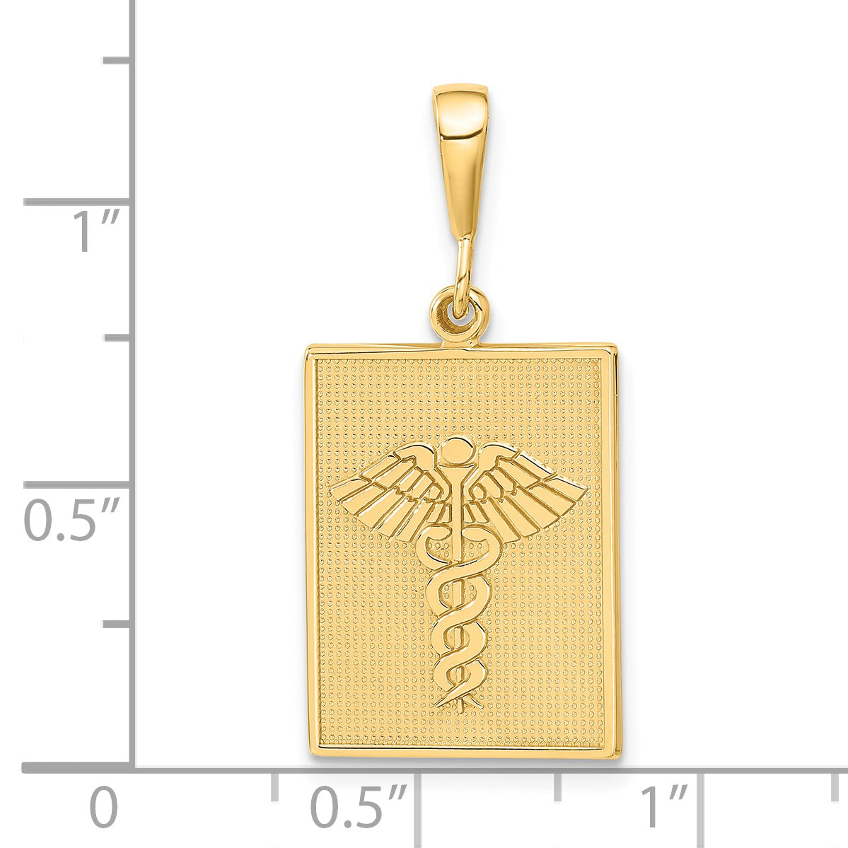 14K Gold Caduceus Pendant with Polished Finish Elegant Design