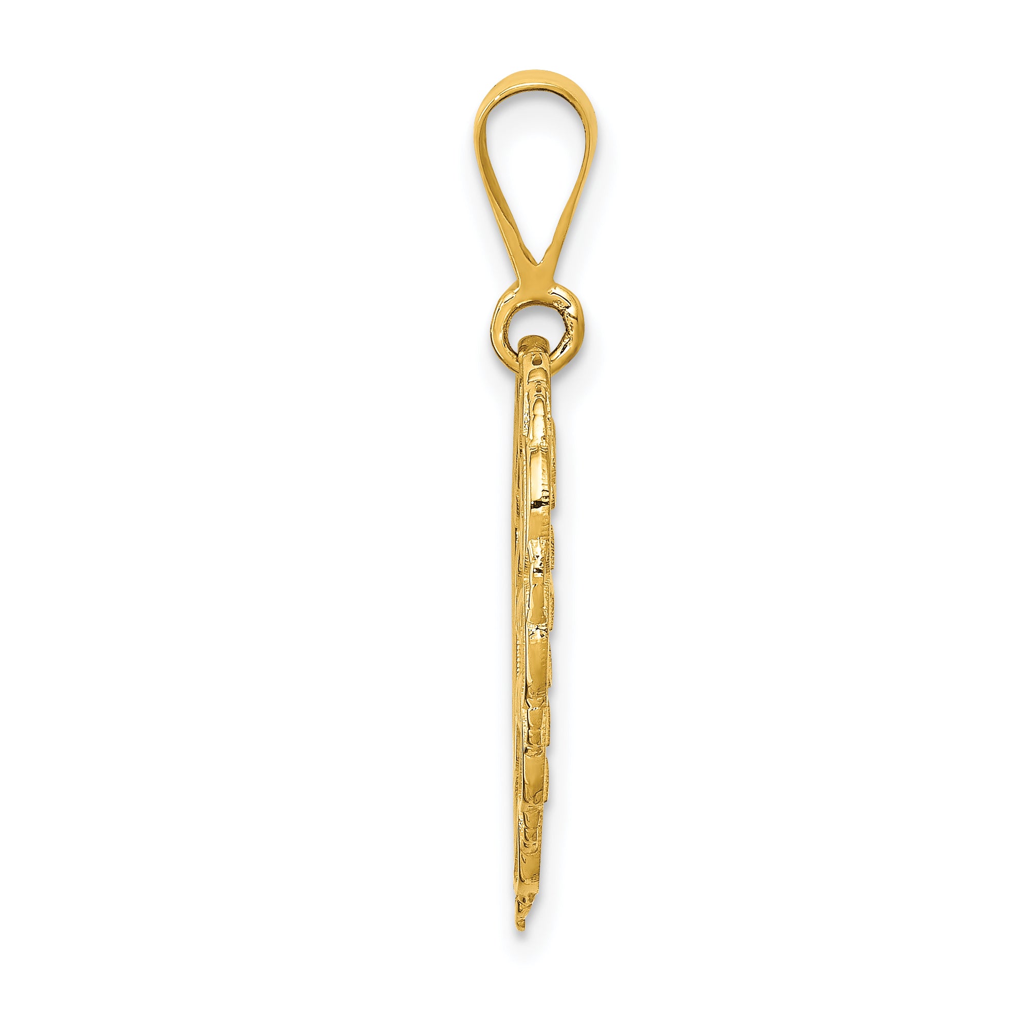 14K Gold Reversible I LOVE YOU Heart Pendant Polished Finish