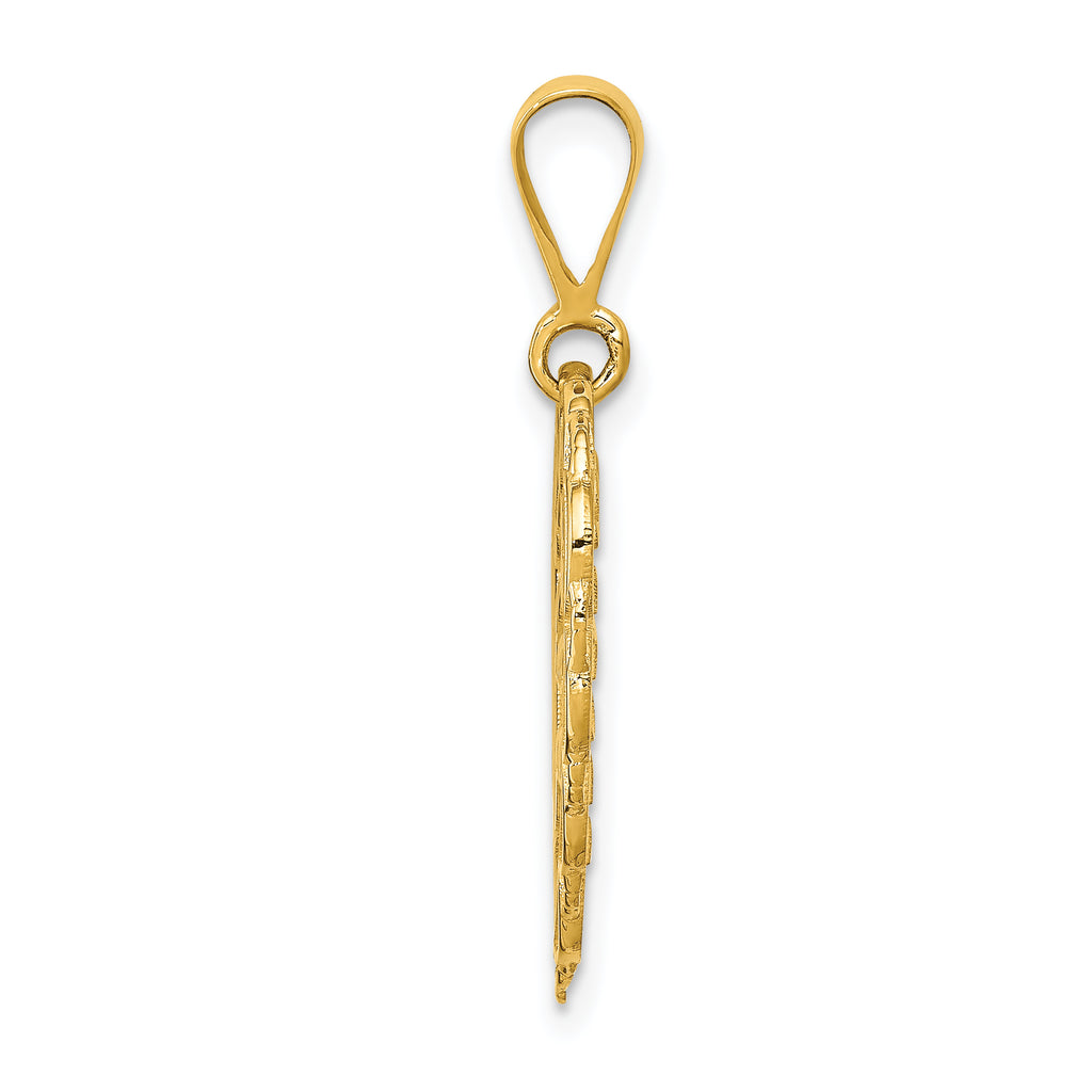 14K Gold Reversible I LOVE YOU Heart Pendant Polished Finish