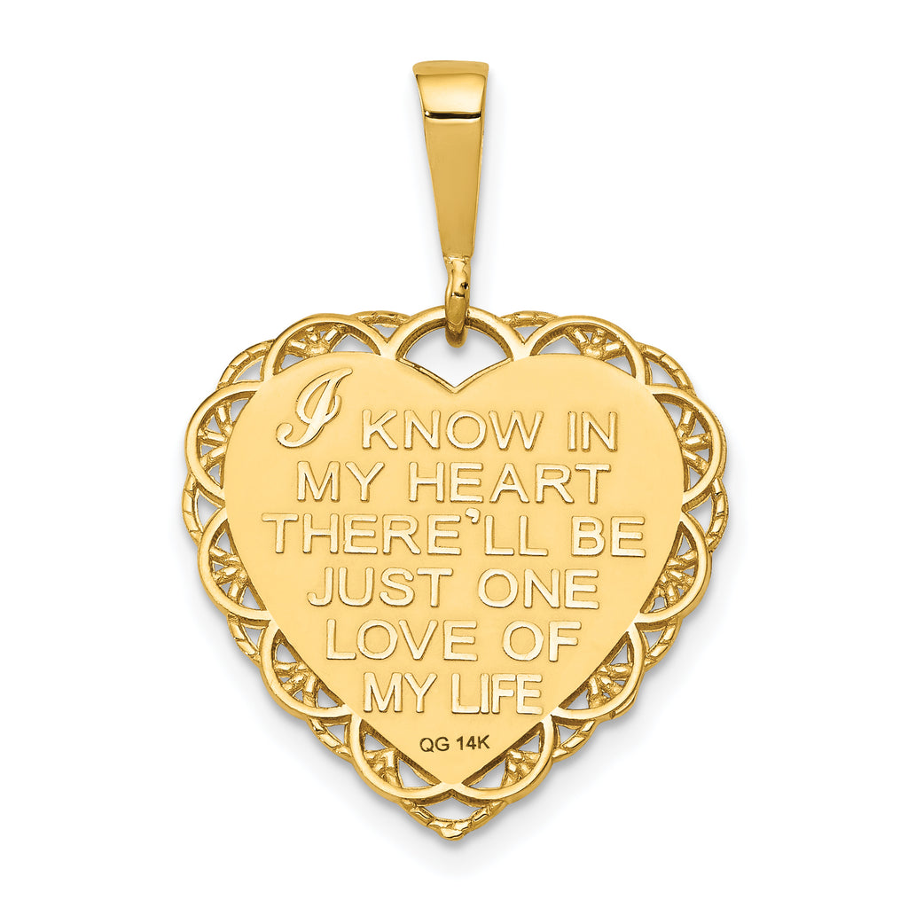 14K Gold Reversible I LOVE YOU Heart Pendant Polished Finish
