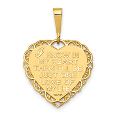 14K Gold Reversible I LOVE YOU Heart Pendant Polished Finish