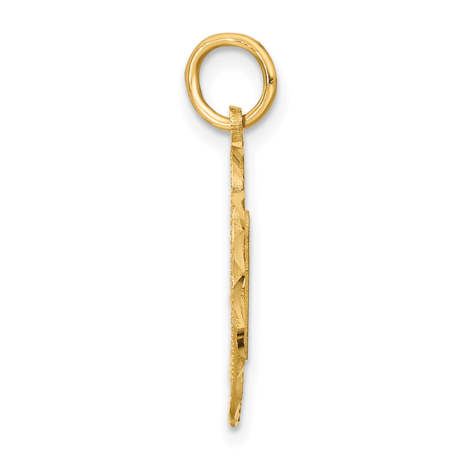 14K Yellow Gold Oval Pendant with Brushed Diamond-Cut Finish Secondary image