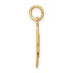 14K Yellow Gold Oval Pendant with Brushed Diamond-Cut Finish