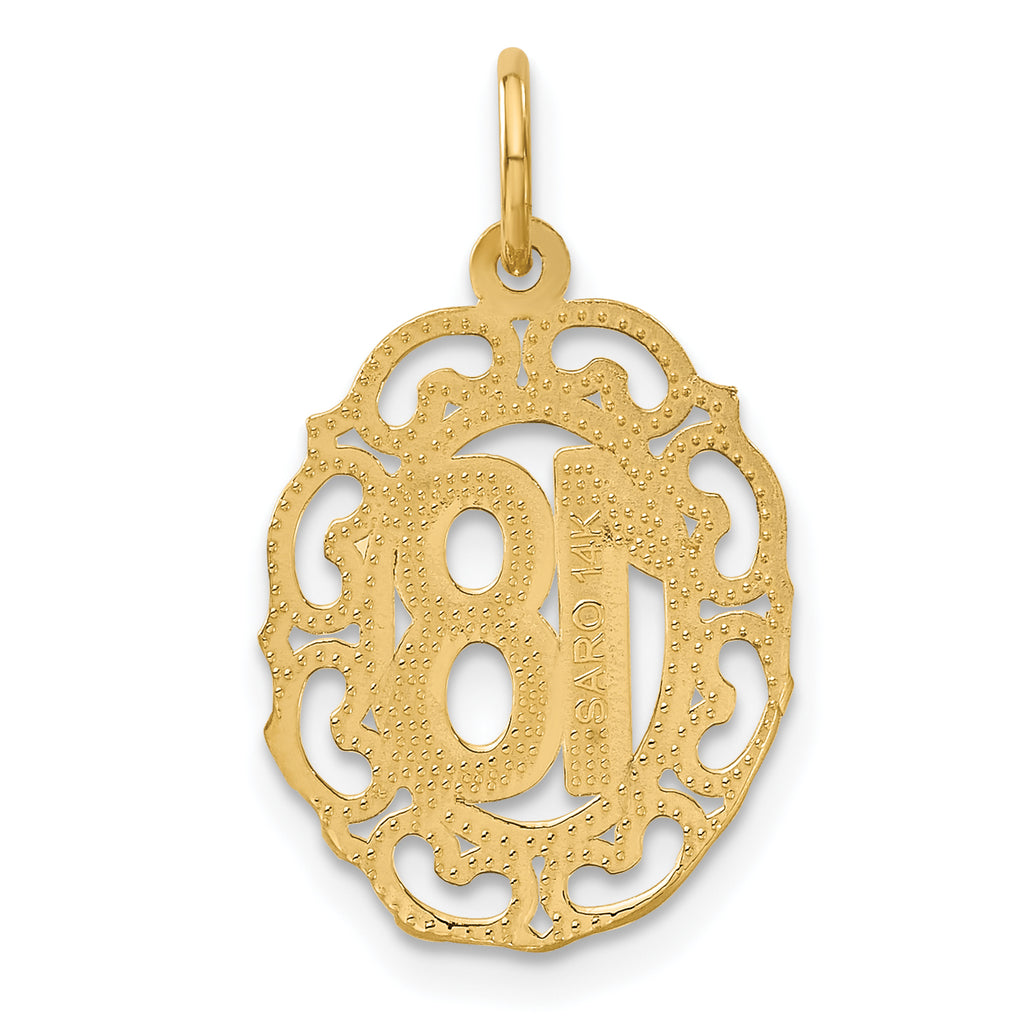 14K Yellow Gold Oval Pendant with Brushed Diamond-Cut Finish