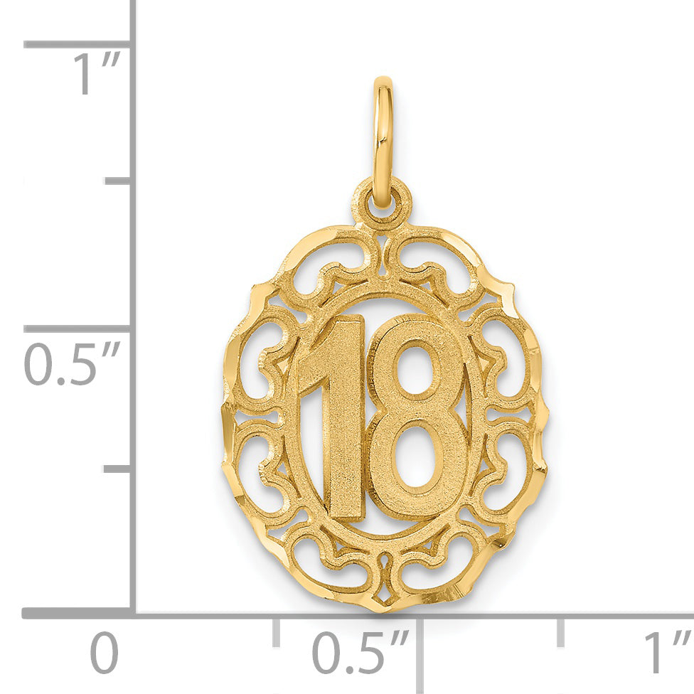14K Yellow Gold Oval Pendant with Brushed Diamond-Cut Finish