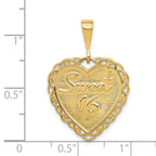14K Gold Reversible Sweet 16 Charm Elegant Polished Finish