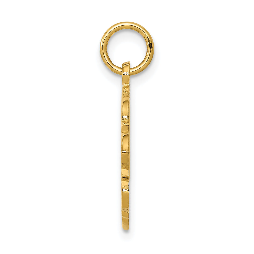 14K Yellow Gold Textured Bride and Groom Charm with Polished Finish