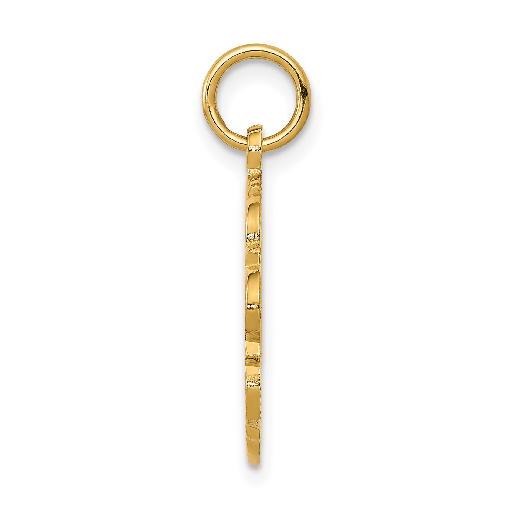 14K Yellow Gold Textured Bride and Groom Charm with Polished Finish