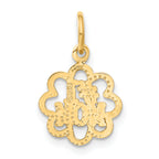 14K Gold #1 MOM Charm with Polished Finish and Textured Style