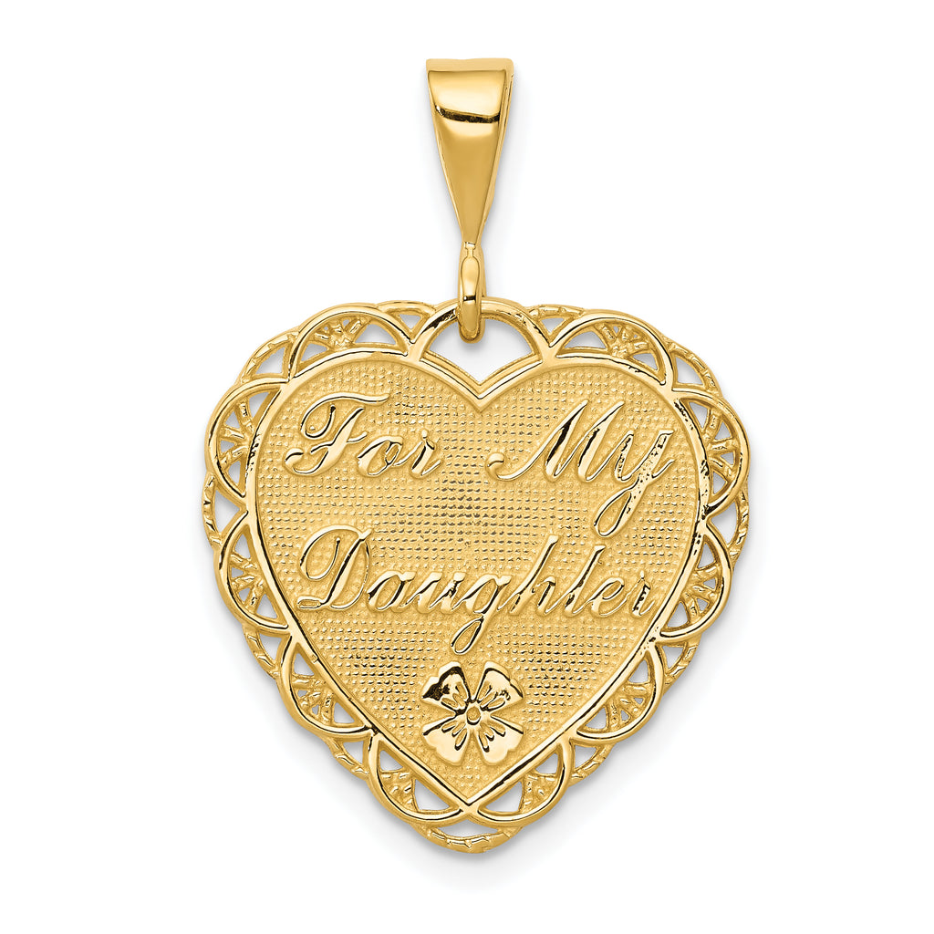 14k Reversible FOR MY DAUGHTER Heart Charm