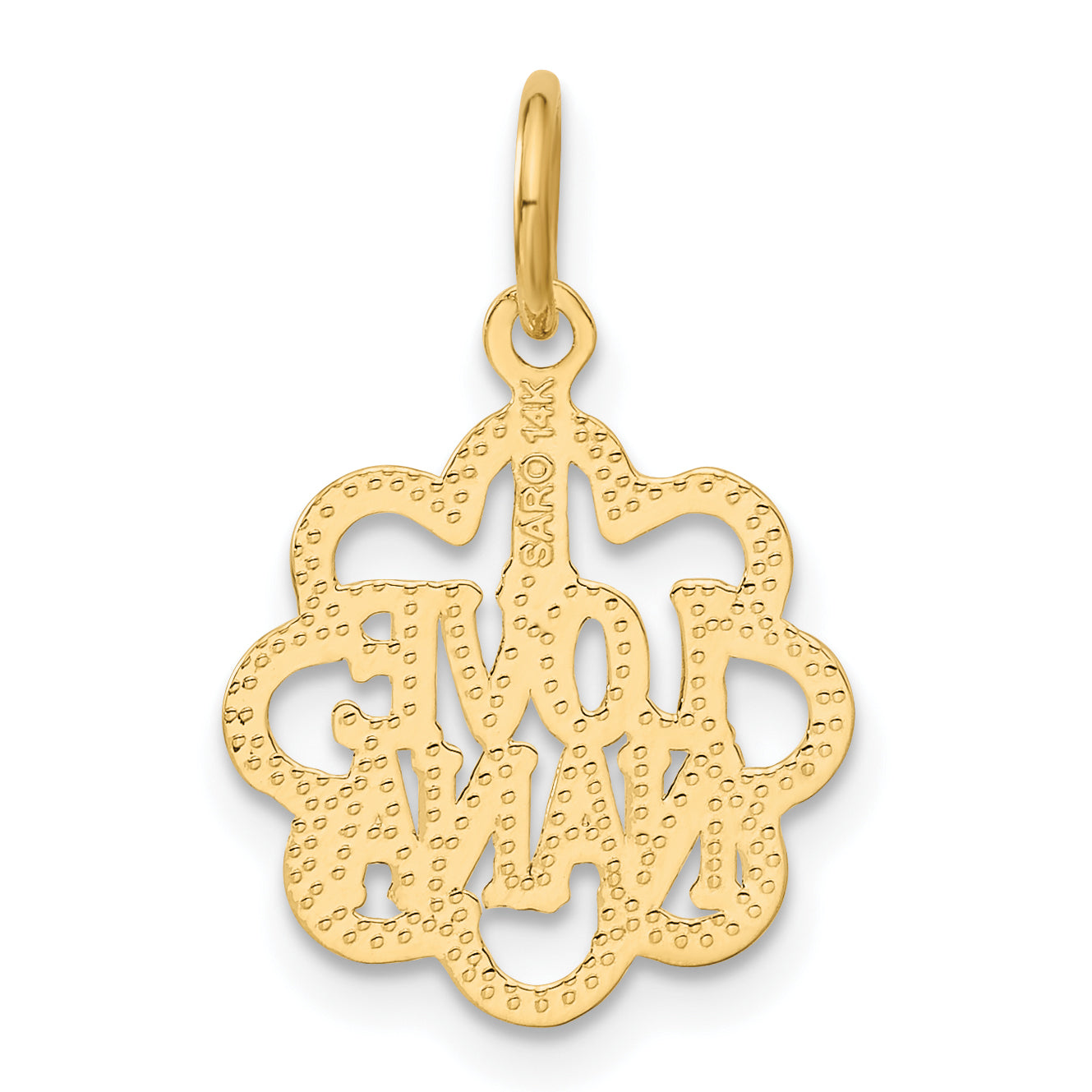 14K Gold I LOVE NANA Charm Elegant Flat Back Pendant