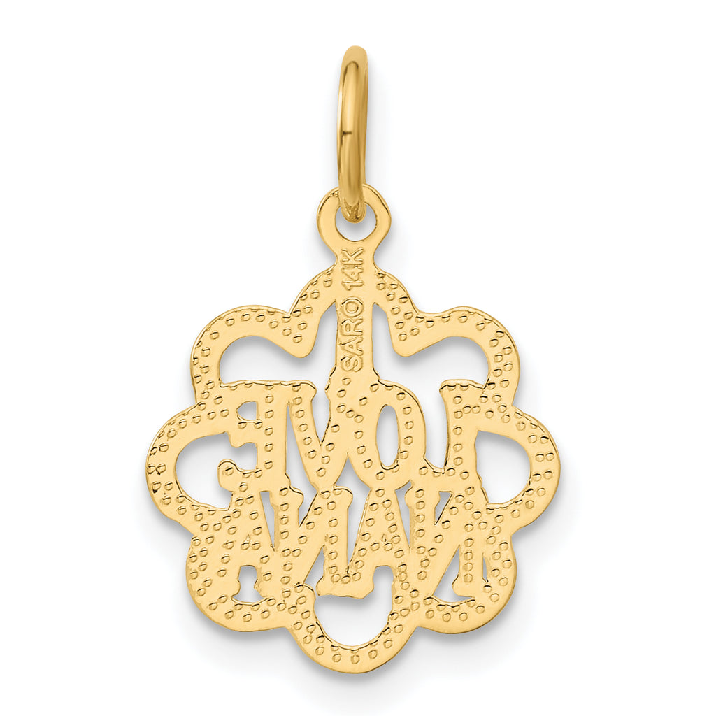 14K Gold I LOVE NANA Charm Elegant Flat Back Pendant
