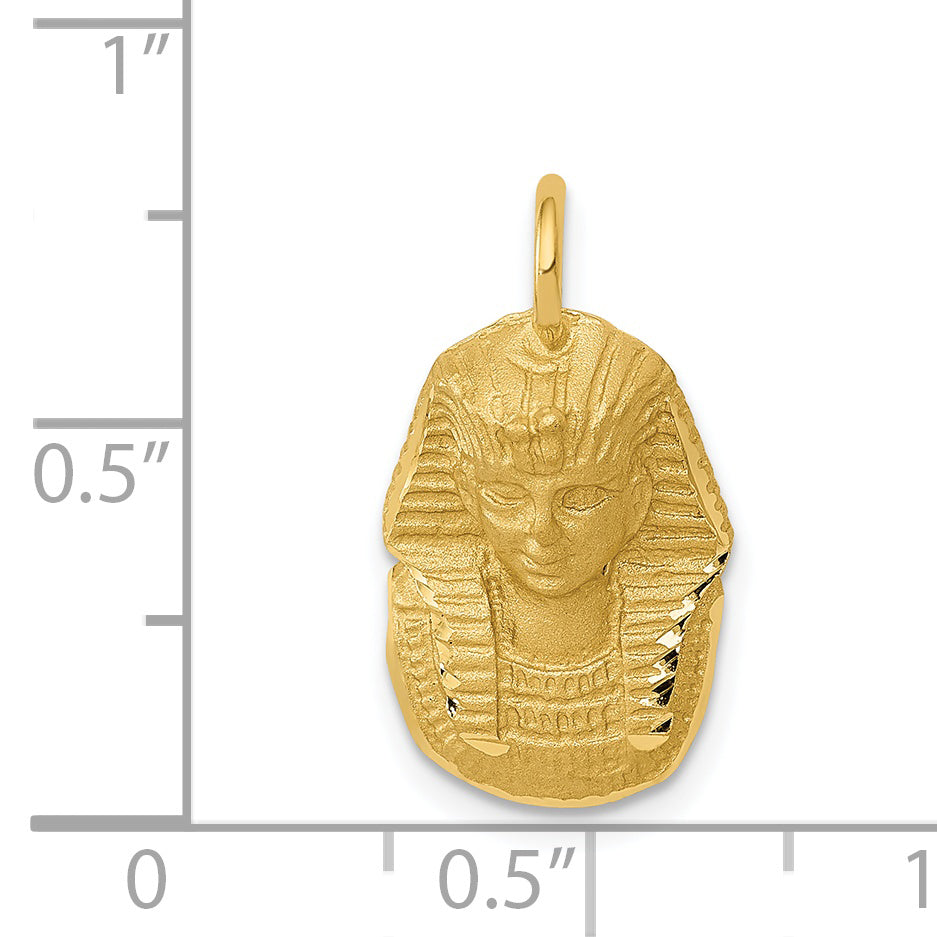 14K Gold King Tut Charm with Satin Finish Elegant Jewelry