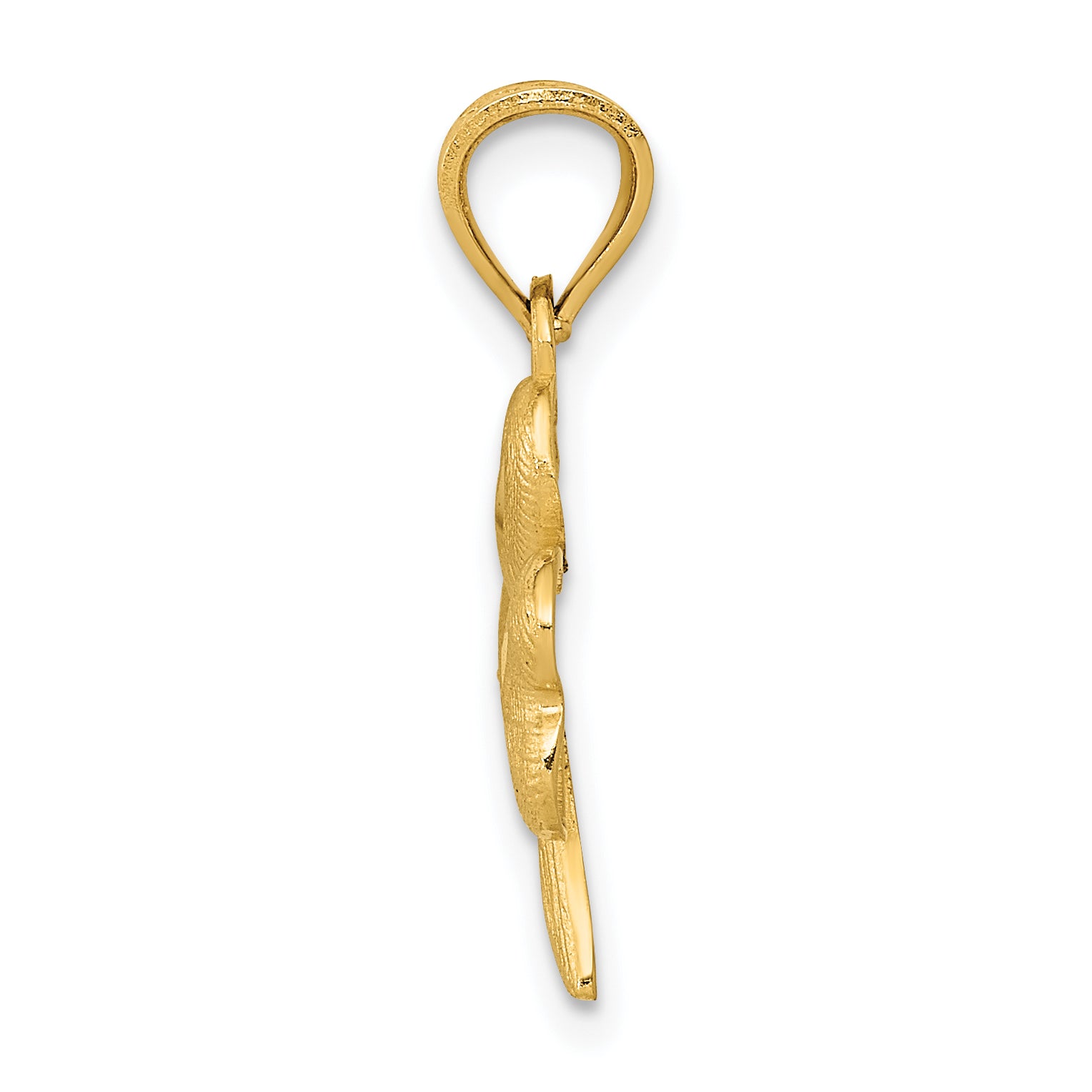 14K Gold Shamrock Charm with Textured Diamond-Cut Finish