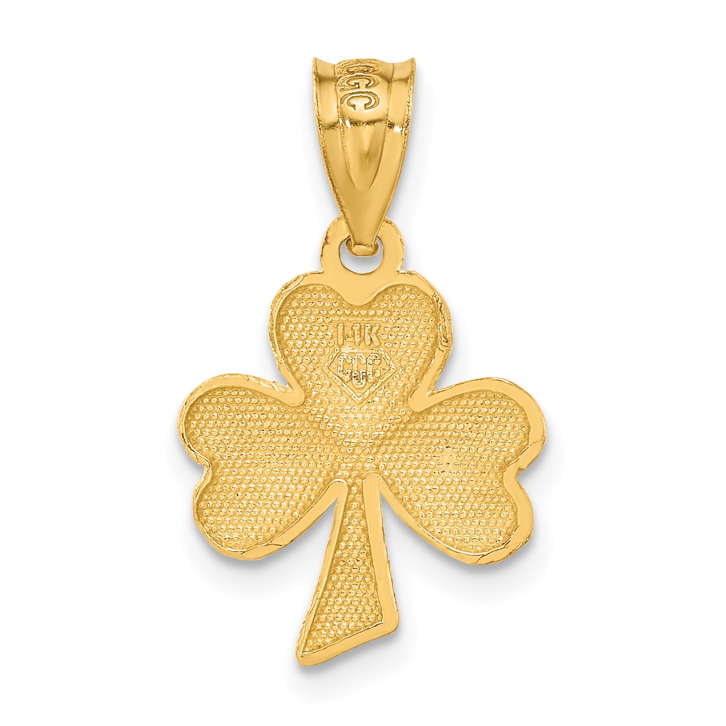 14K Gold Shamrock Charm with Textured Diamond-Cut Finish