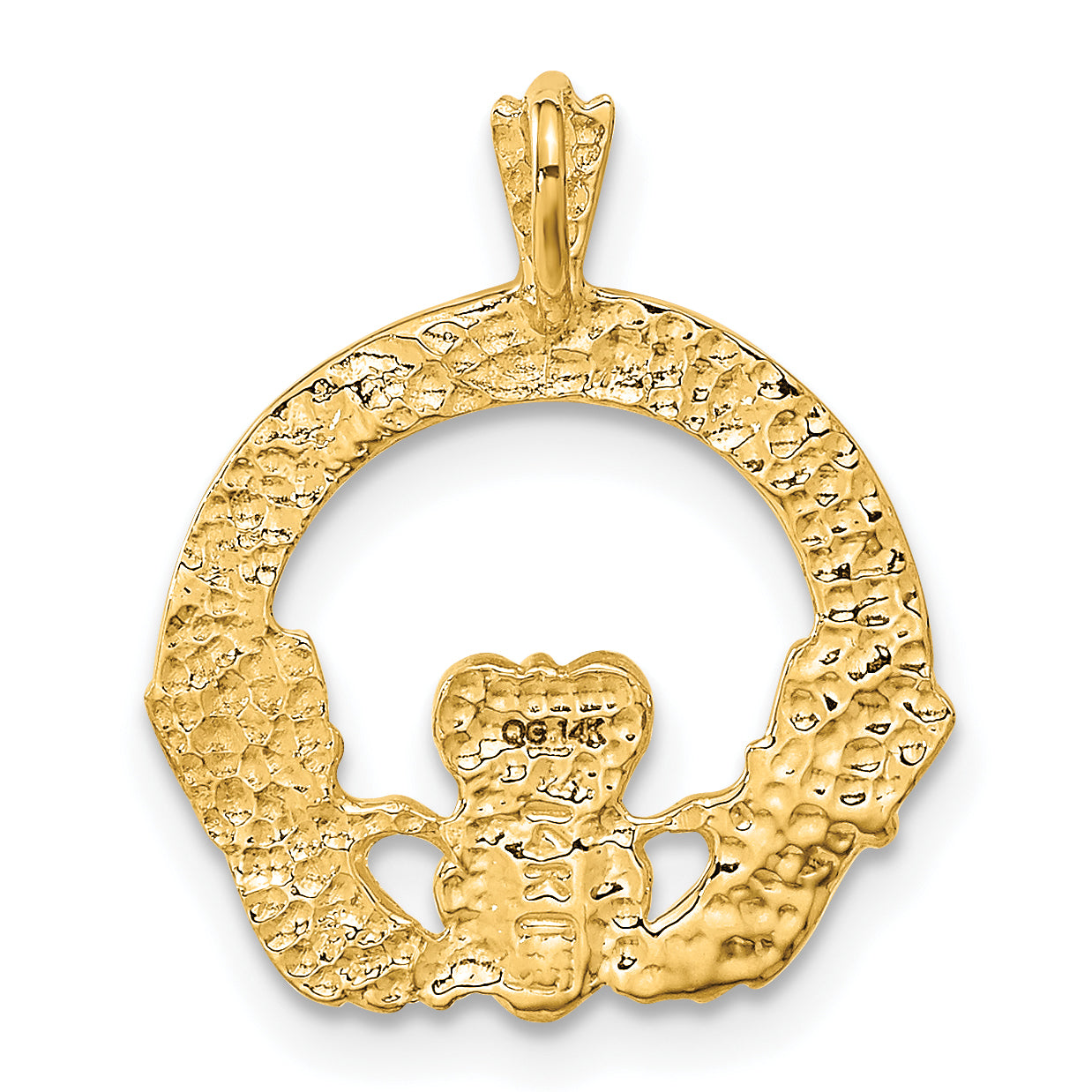 14K Gold Claddagh Pendant with Polished Finish by Sophia Jewelers