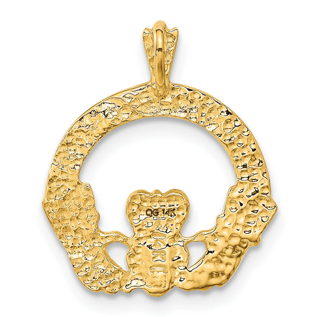 14K Gold Claddagh Pendant with Polished Finish by Sophia Jewelers
