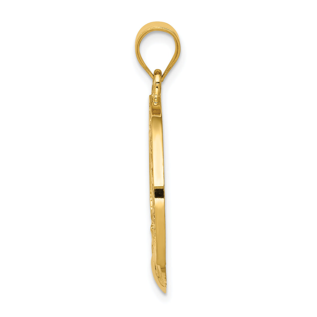 Sophia Jewelers 14K Gold Claddagh Leaf Charm Polished Finish