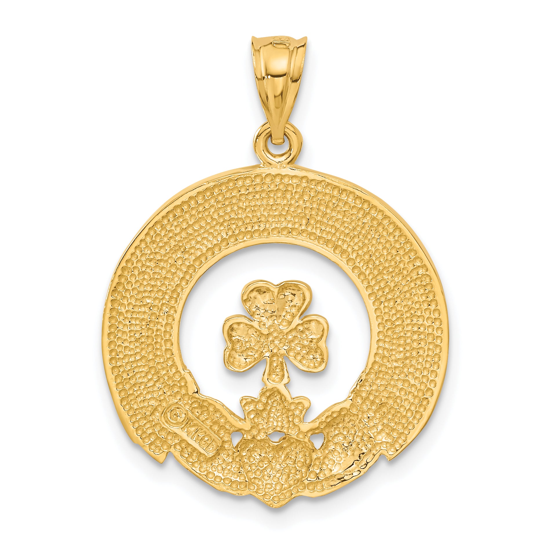 Sophia Jewelers 14K Gold Claddagh Leaf Charm Polished Finish