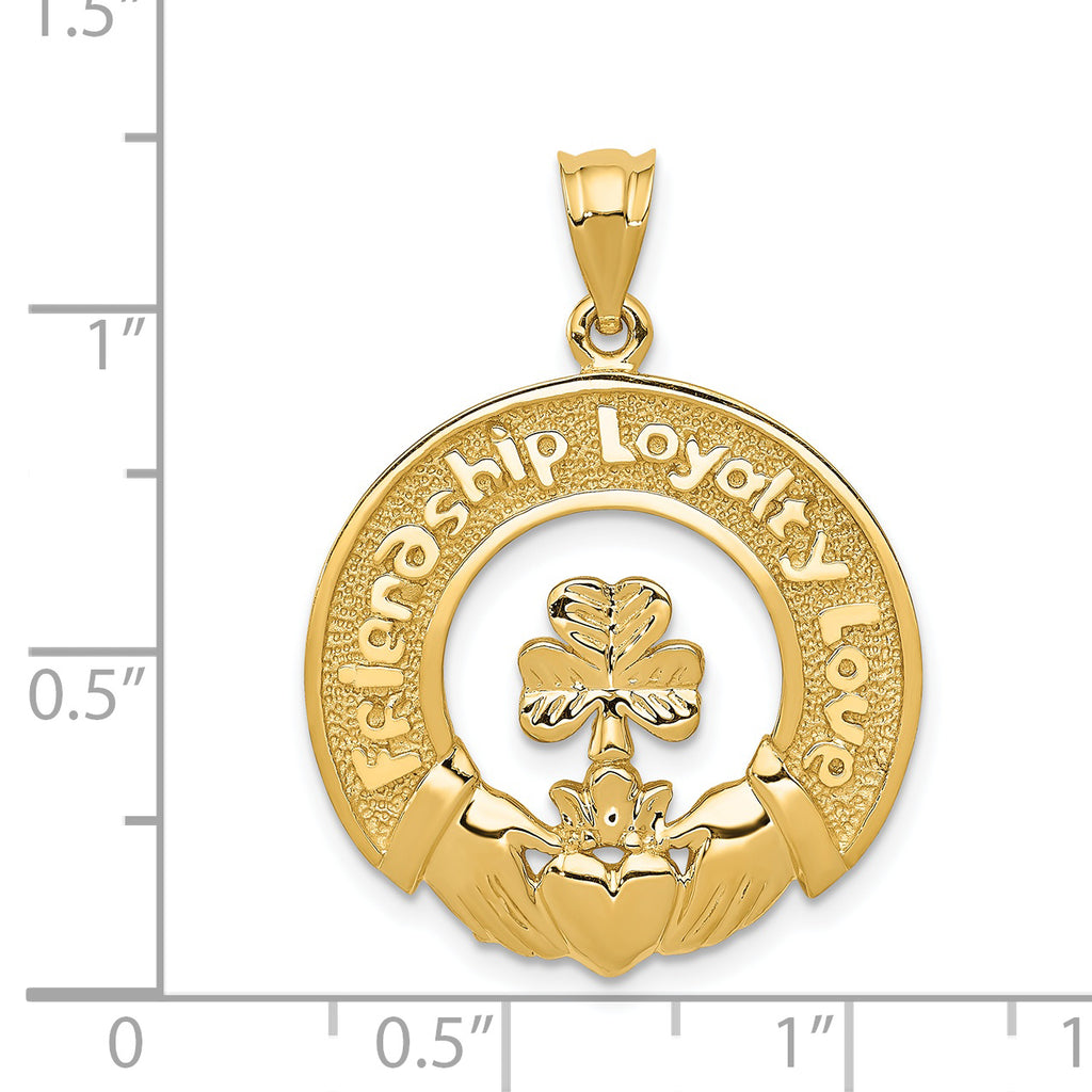 Sophia Jewelers 14K Gold Claddagh Leaf Charm Polished Finish