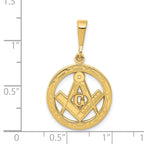 14K Gold Masonic Symbol Pendant with Polished Textured Finish for Men