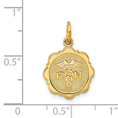 Sophia Jewelers 14K Gold RN Nurse Charm with Polished Diamond-Cut Finish