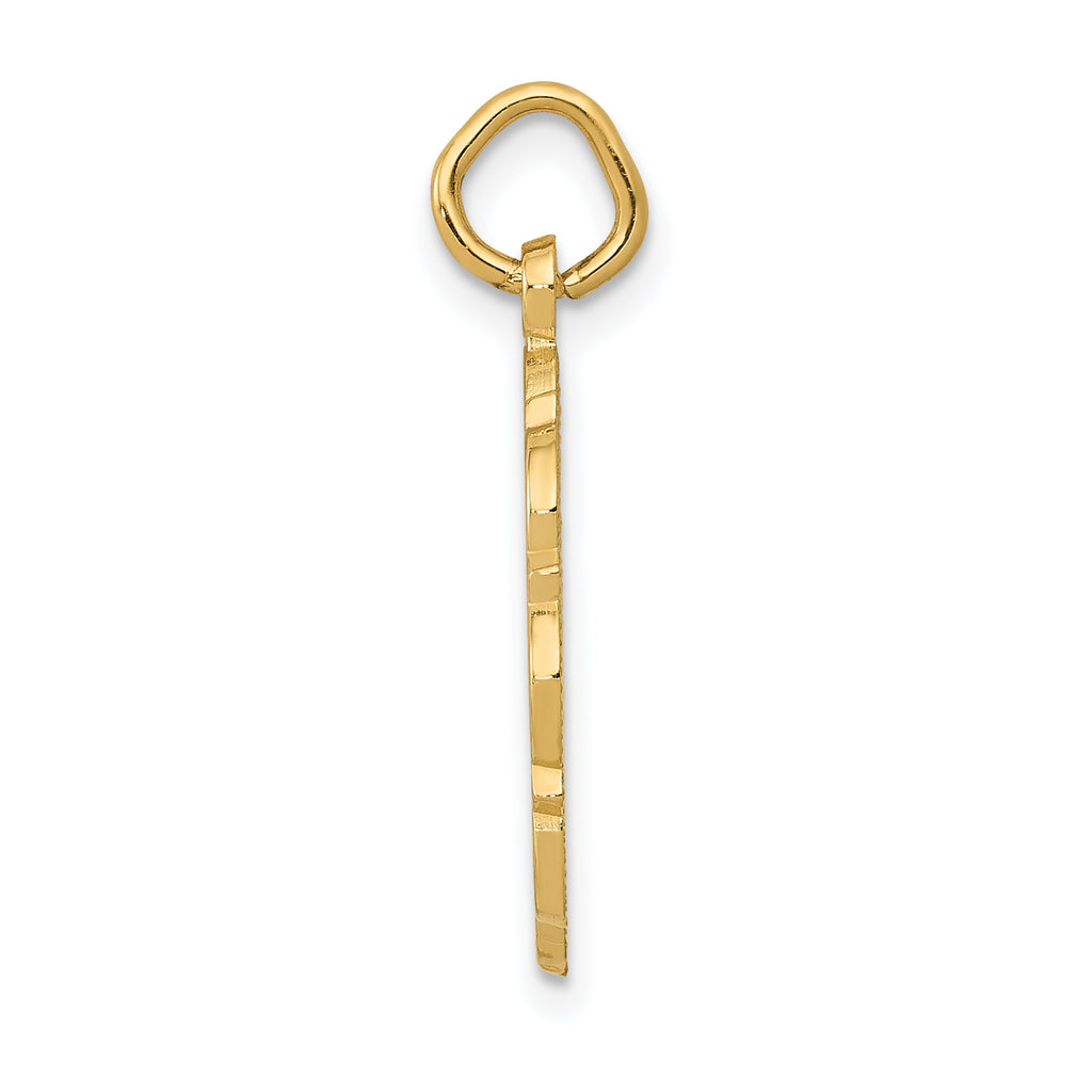 14K Gold RN Nurse Charm with Polished Textured Finish