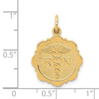 14K Gold RN Nurse Charm with Polished Textured Finish