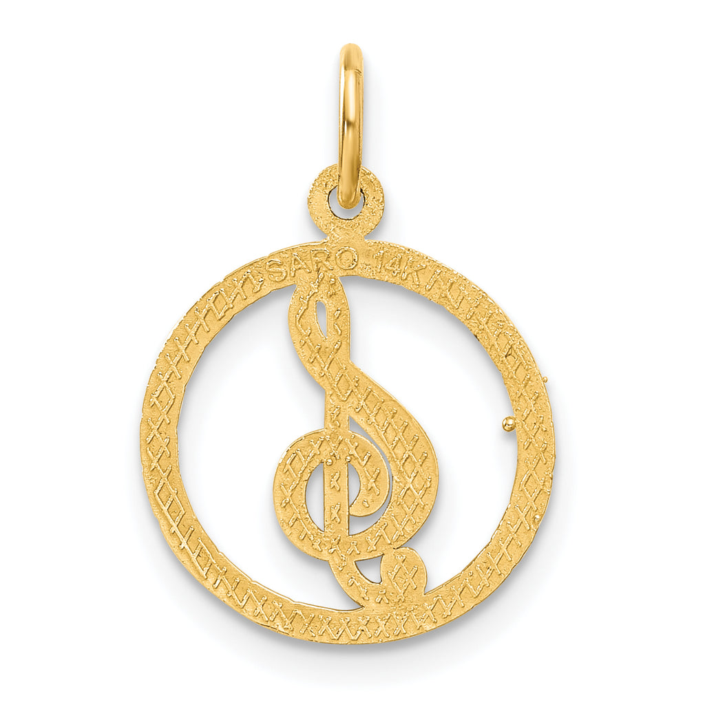 14K Gold Treble Clef Charm with Polished Finish