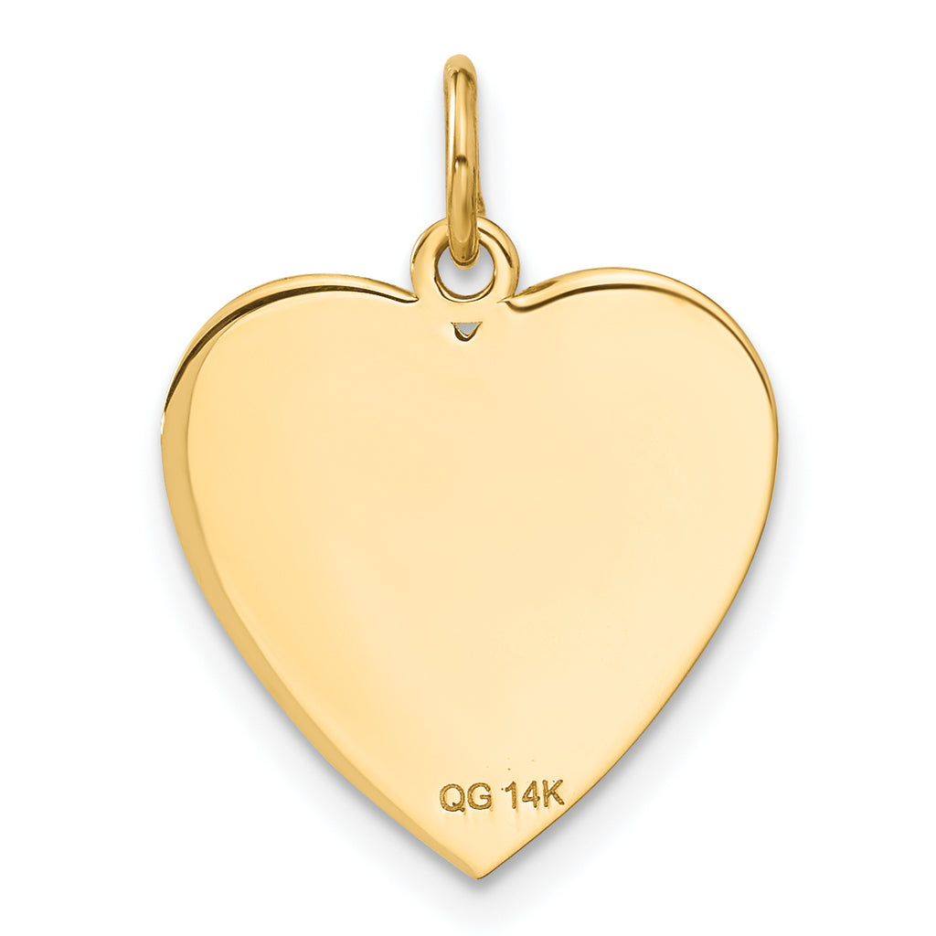 14K Gold Polished Flag Heart Charm with Textured Finish
