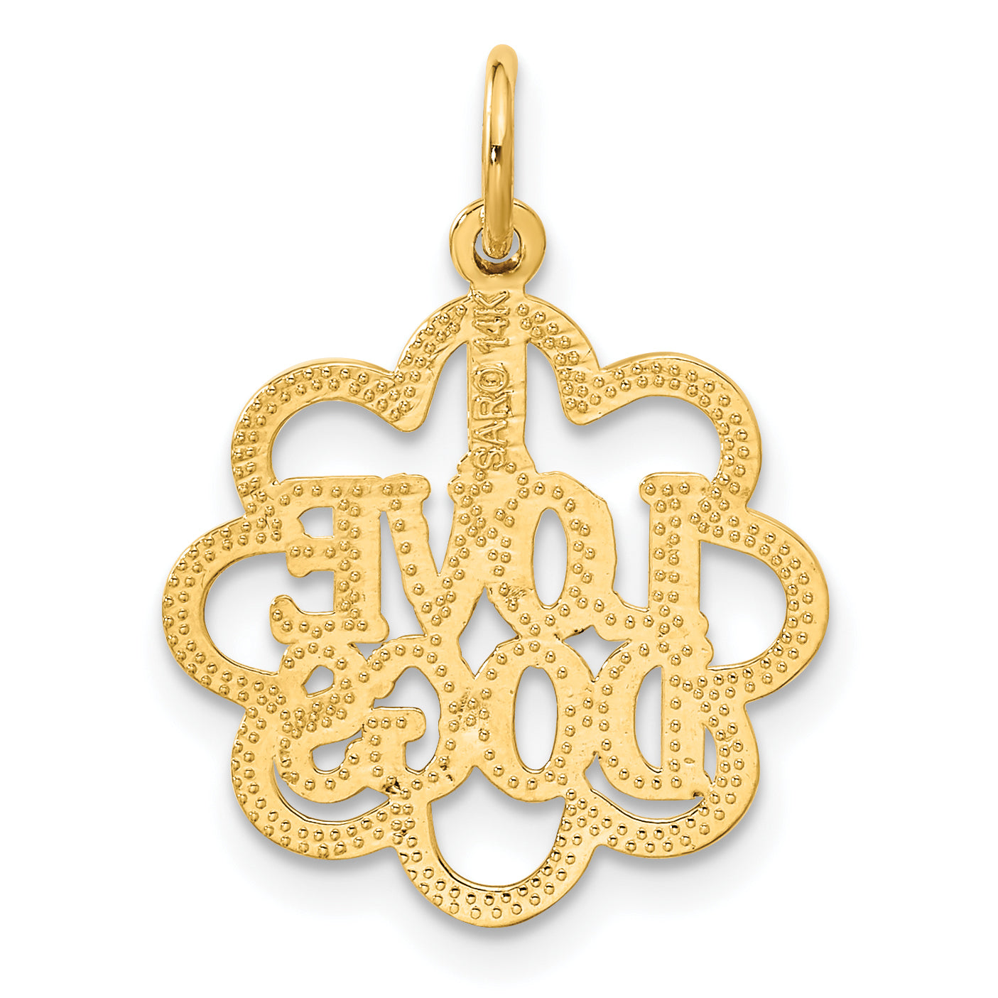 14K Polished Gold I LOVE DOGS Charm Elegant and Themed