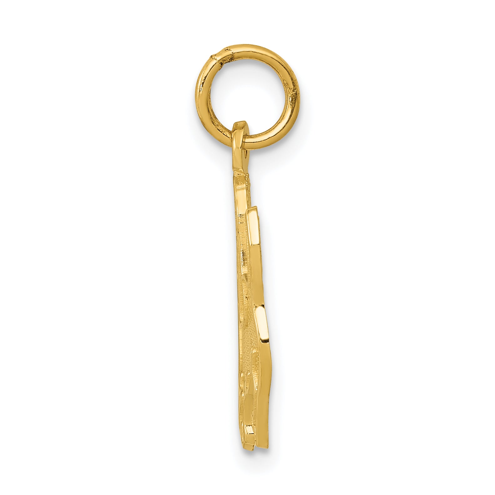 14K Gold Dog Charm with Polished Textured Design Secondary image
