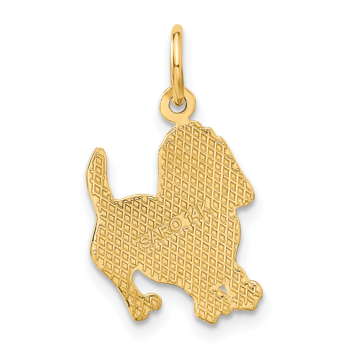 14K Gold Dog Charm with Polished Textured Design