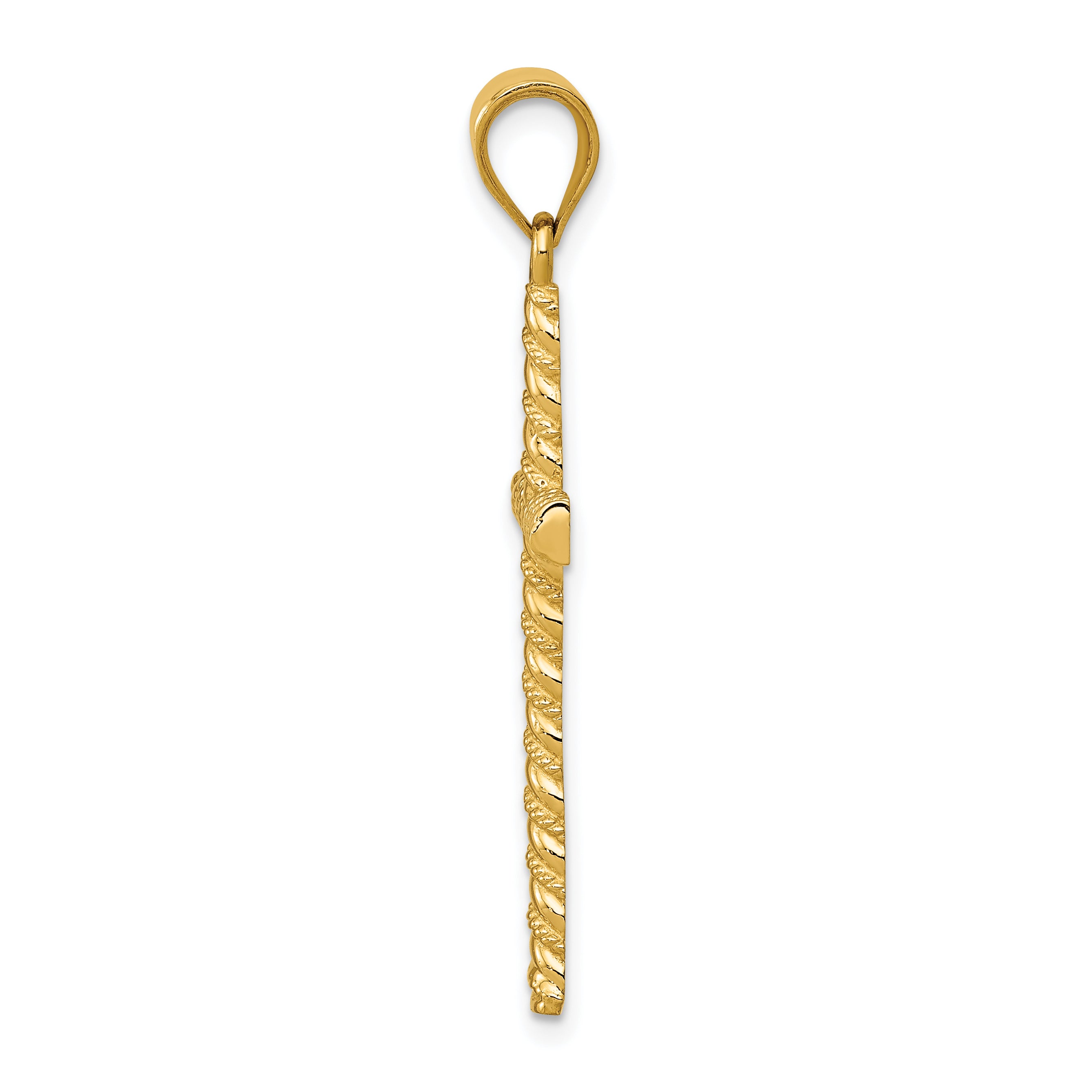Sophia Jewelers 14K Gold Twisted Cross Pendant Polished and Elegant