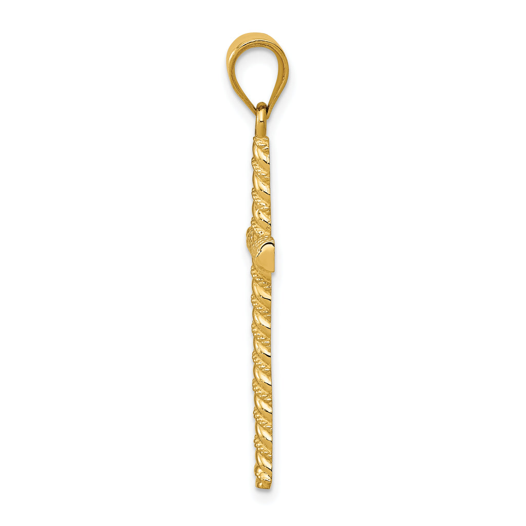 Sophia Jewelers 14K Gold Twisted Cross Pendant Polished and Elegant