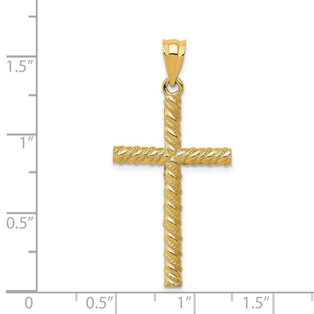Sophia Jewelers 14K Gold Twisted Cross Pendant Polished and Elegant