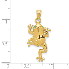 14k Frog W/ Enameled Eyes Charm