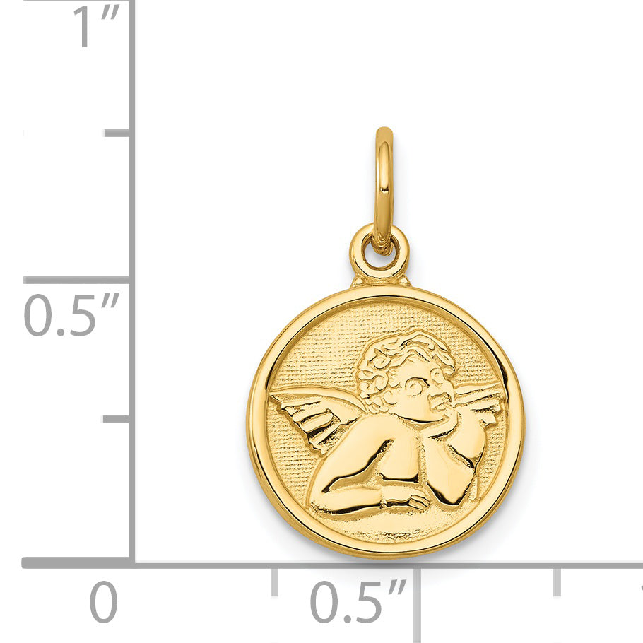 14K Gold Polished Angel Charm Elegant Pendant by Sophia Jewelers