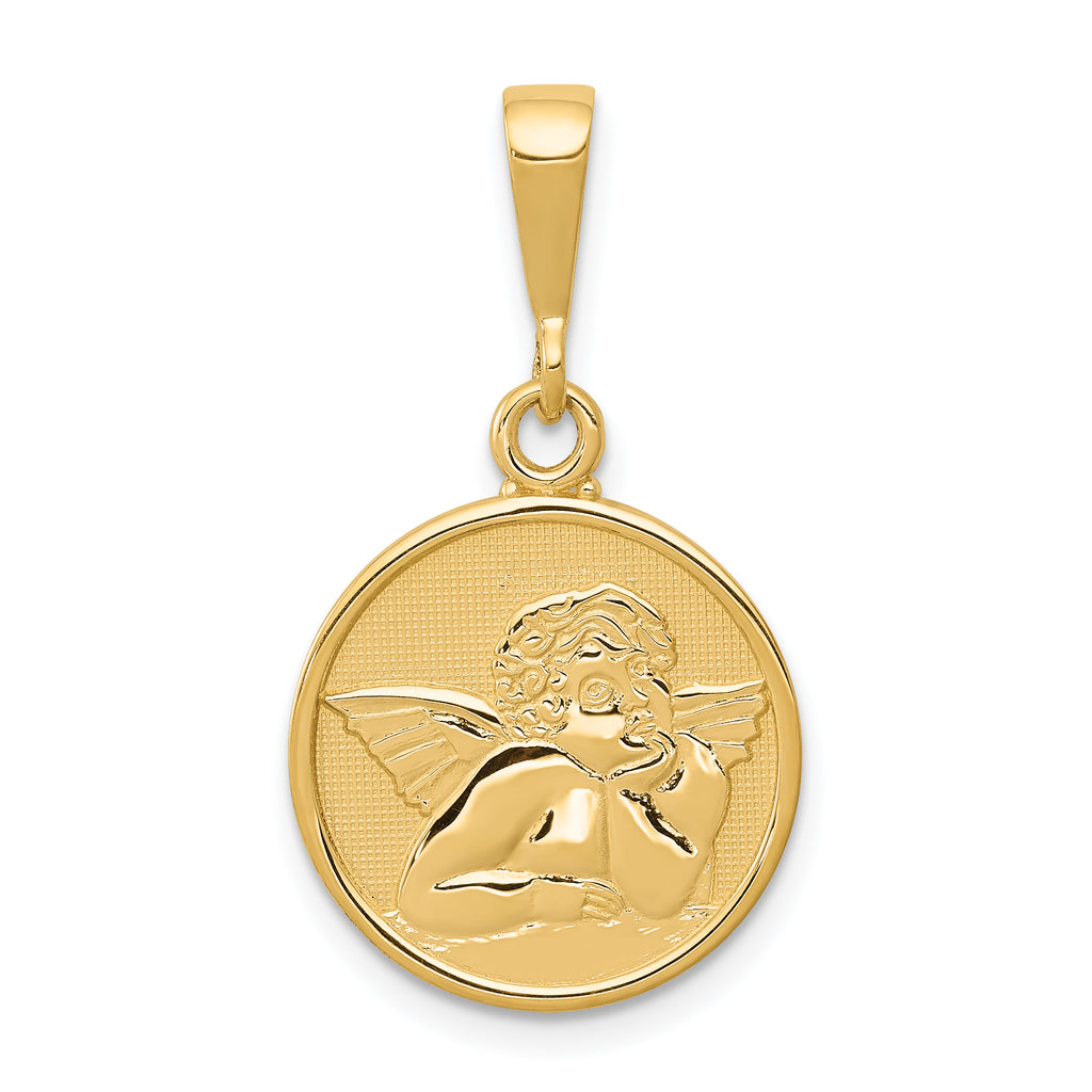 14K Polished and Satin Raphael Angel Pendant