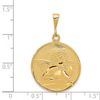 14K Gold Polished Satin Angel Pendant, Elegant Themed Jewelry