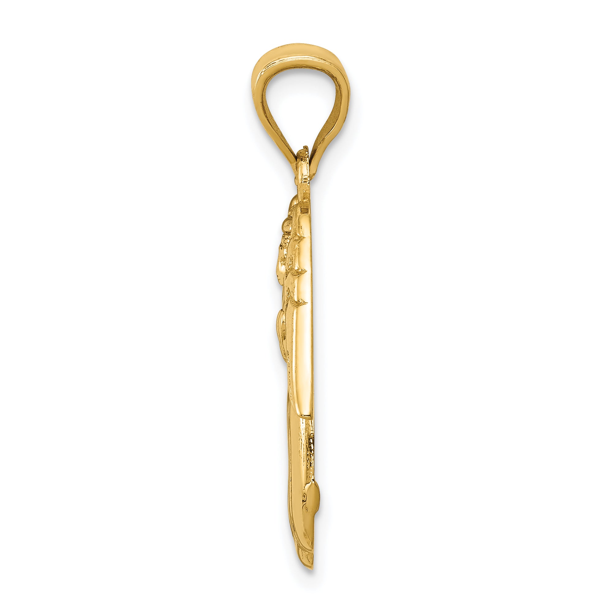 14K Gold Polished Angel Charm with Concave Design by Sophia Jewelers Secondary image