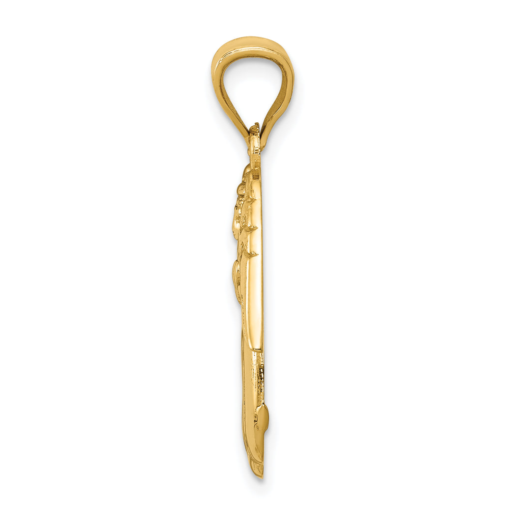 14K Gold Polished Angel Charm with Concave Design by Sophia Jewelers