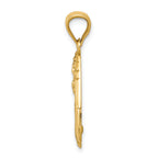 14K Gold Polished Angel Charm with Concave Design by Sophia Jewelers