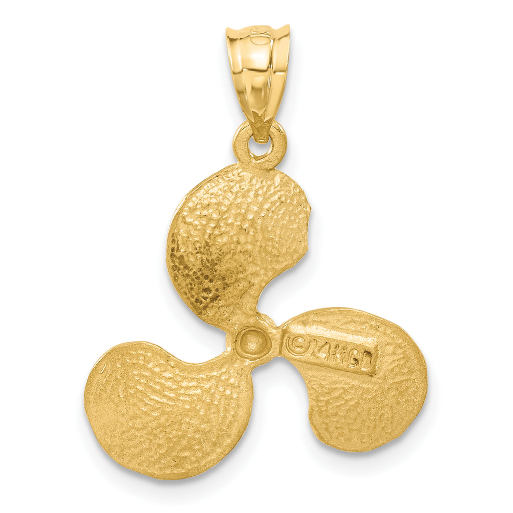 Sophia Jewelers 14K Gold Men's Solid Propeller Pendant Elegant Design