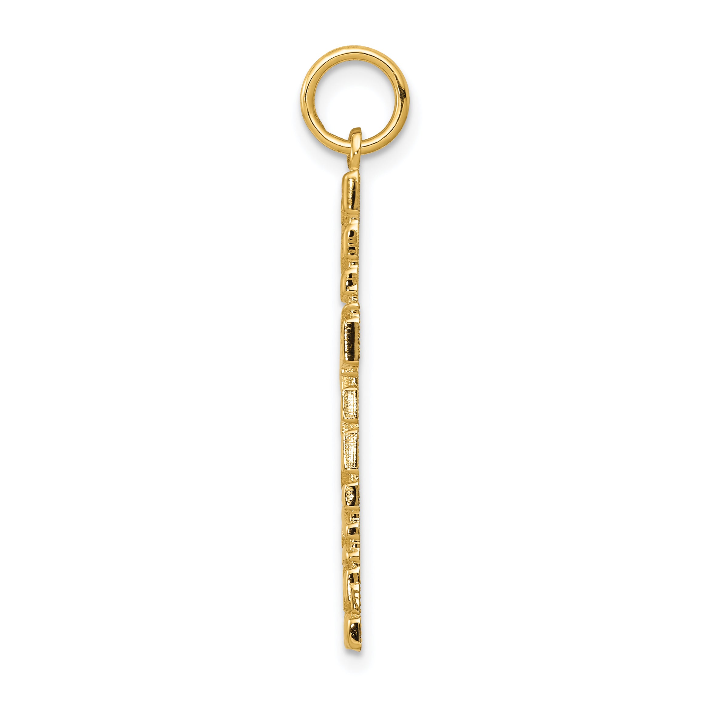 14K Gold Polished Nugget Cross Pendant with Textured Finish Secondary image