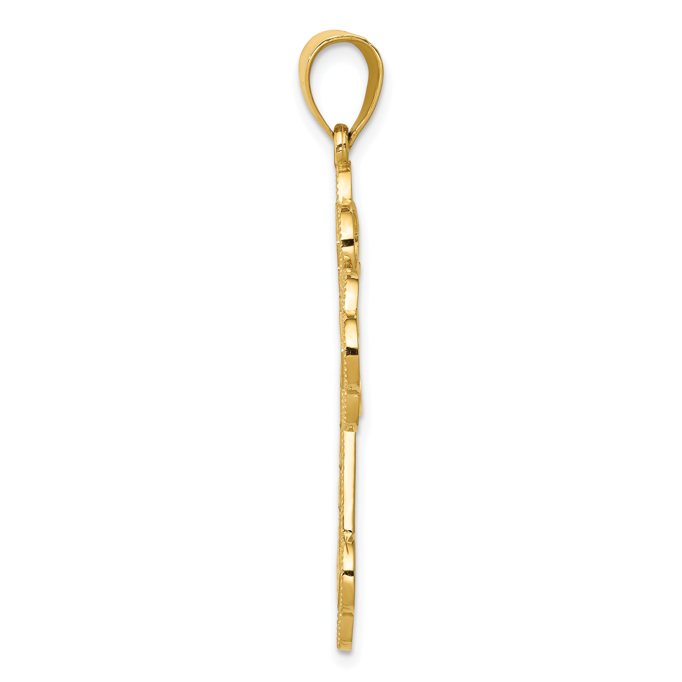 14K Gold Solid Greek Key Cross Pendant with Elegant Design