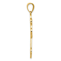 14K Gold Solid Greek Key Cross Pendant with Elegant Design