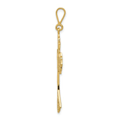 14K Gold Celtic Cross Pendant with Textured Design  Elegant and Solid